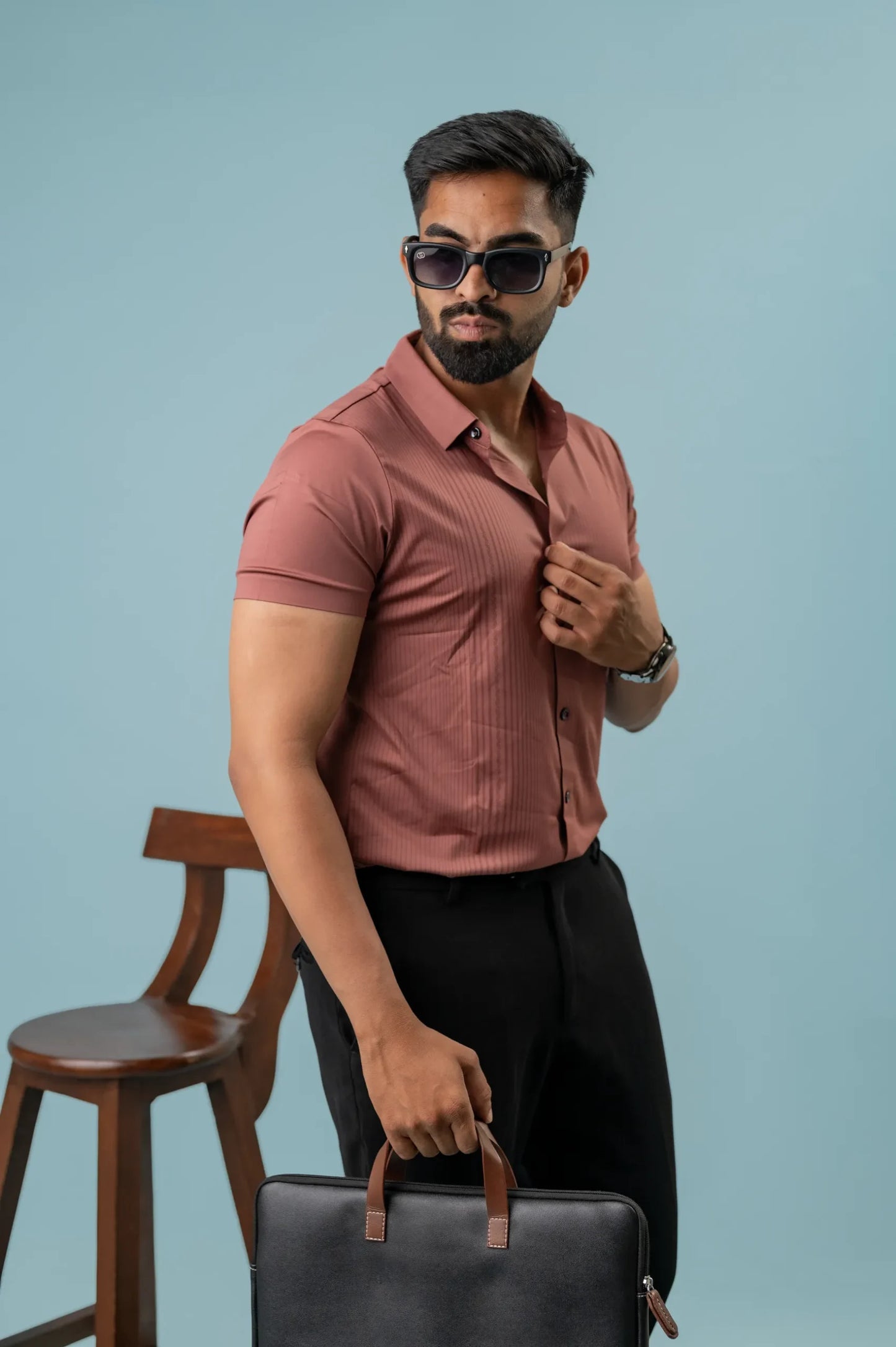 Seamless Peach Stripped Shirt For Men