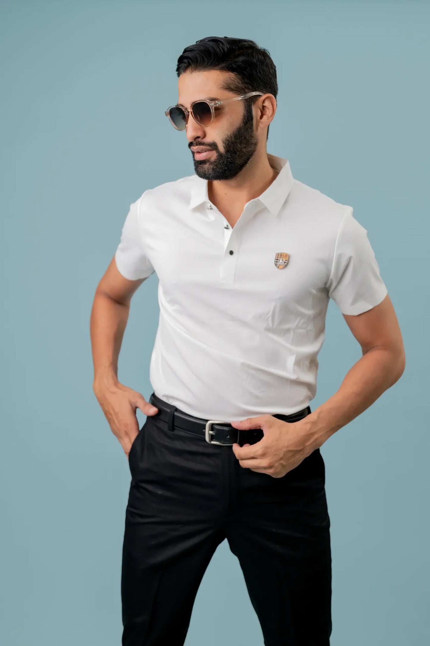 Seamless White Polo T-shirt For Men