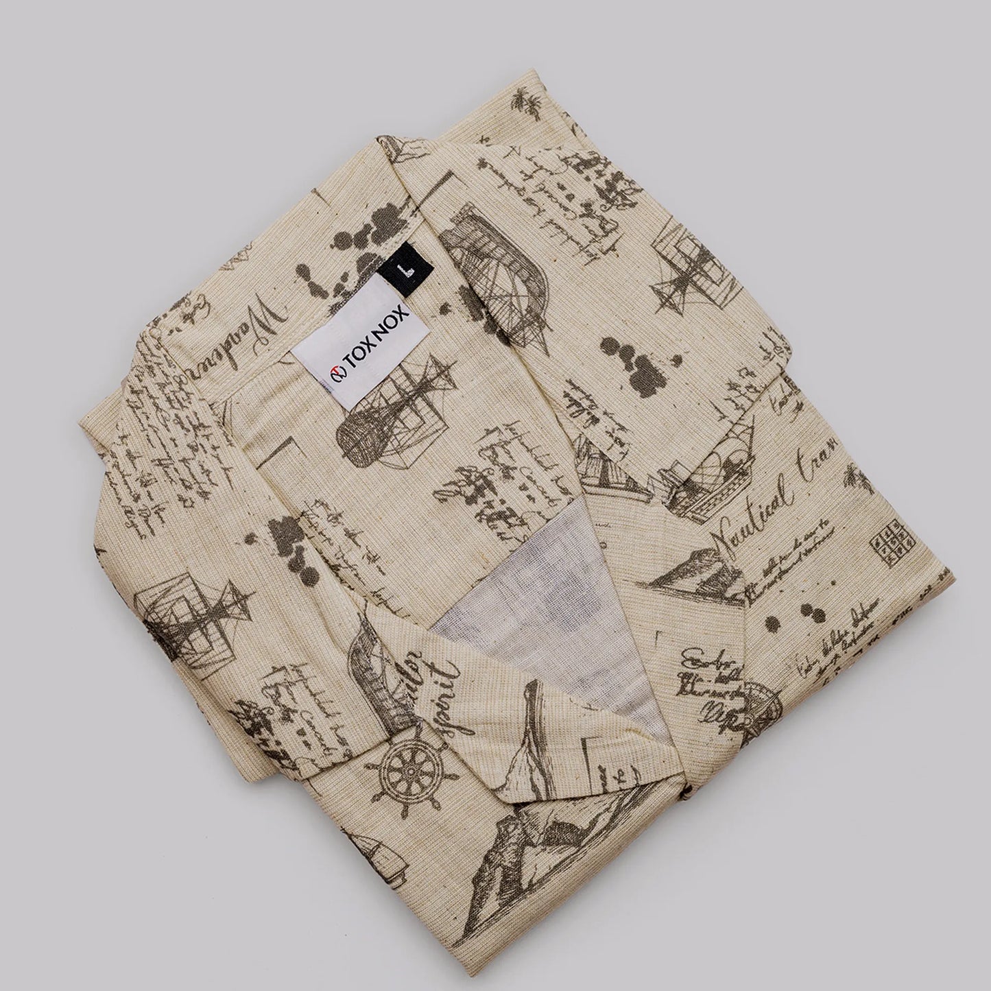 Linen Ocean Print Half Sleeve Shirt For Men