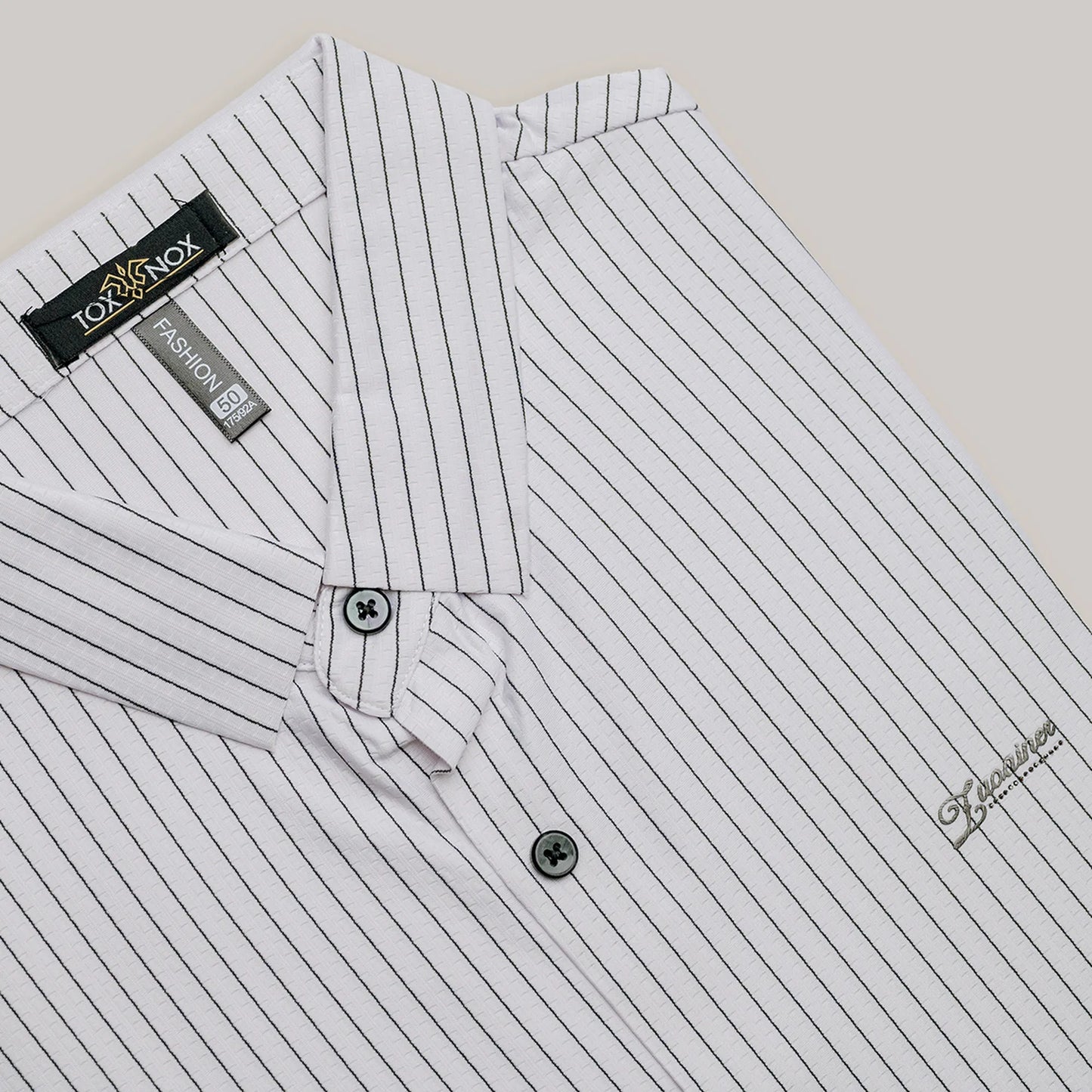 Seamless White Striped Half Sleeve Shirt For Men
