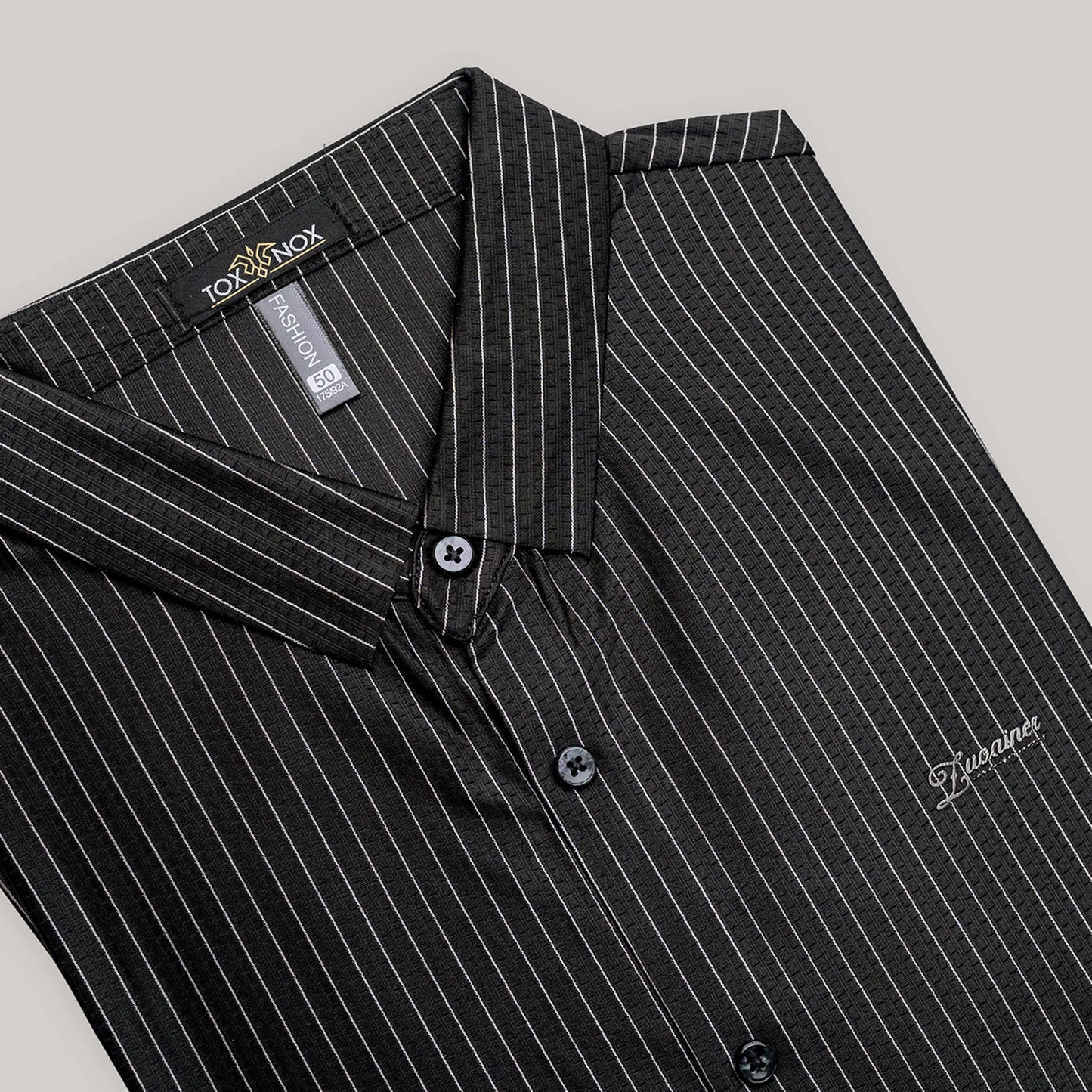 Casual Black Stiped Half Sleeve Shirt For Men