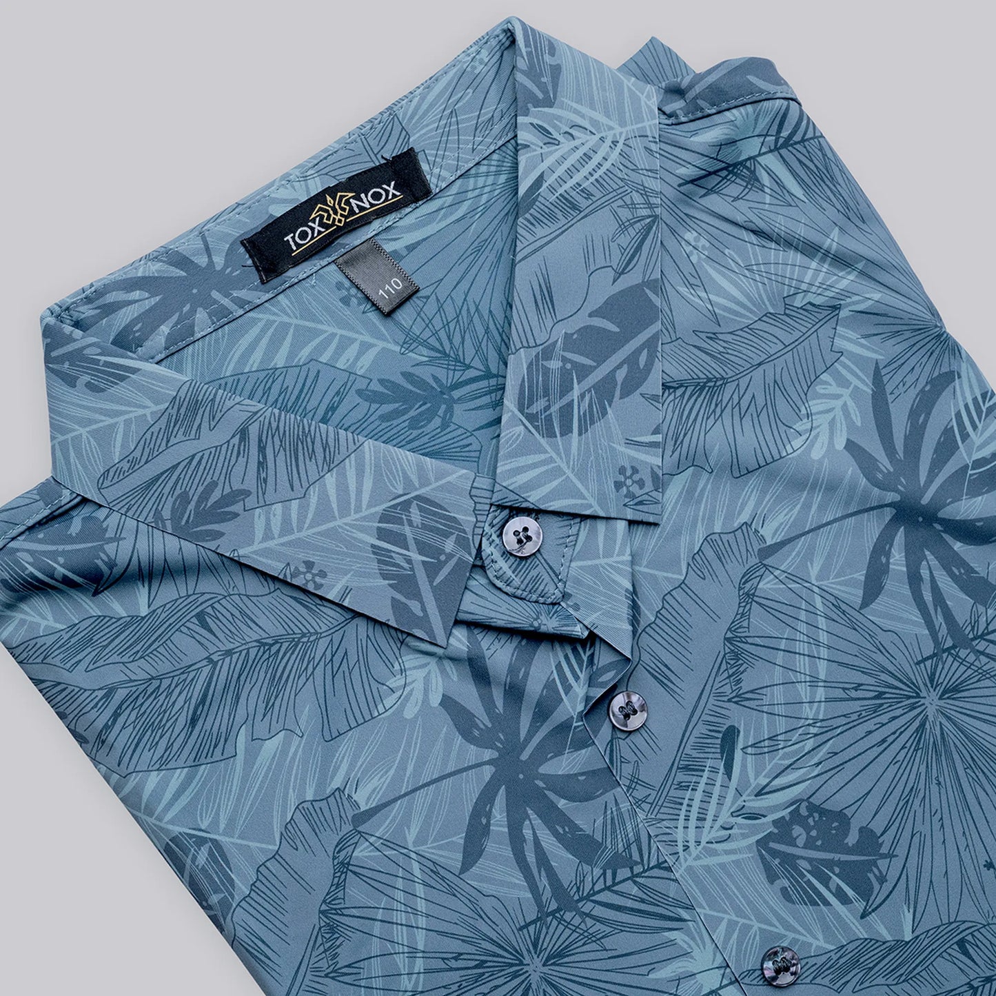 Grey Half Sleeve Leaf Printed Shirt For Men