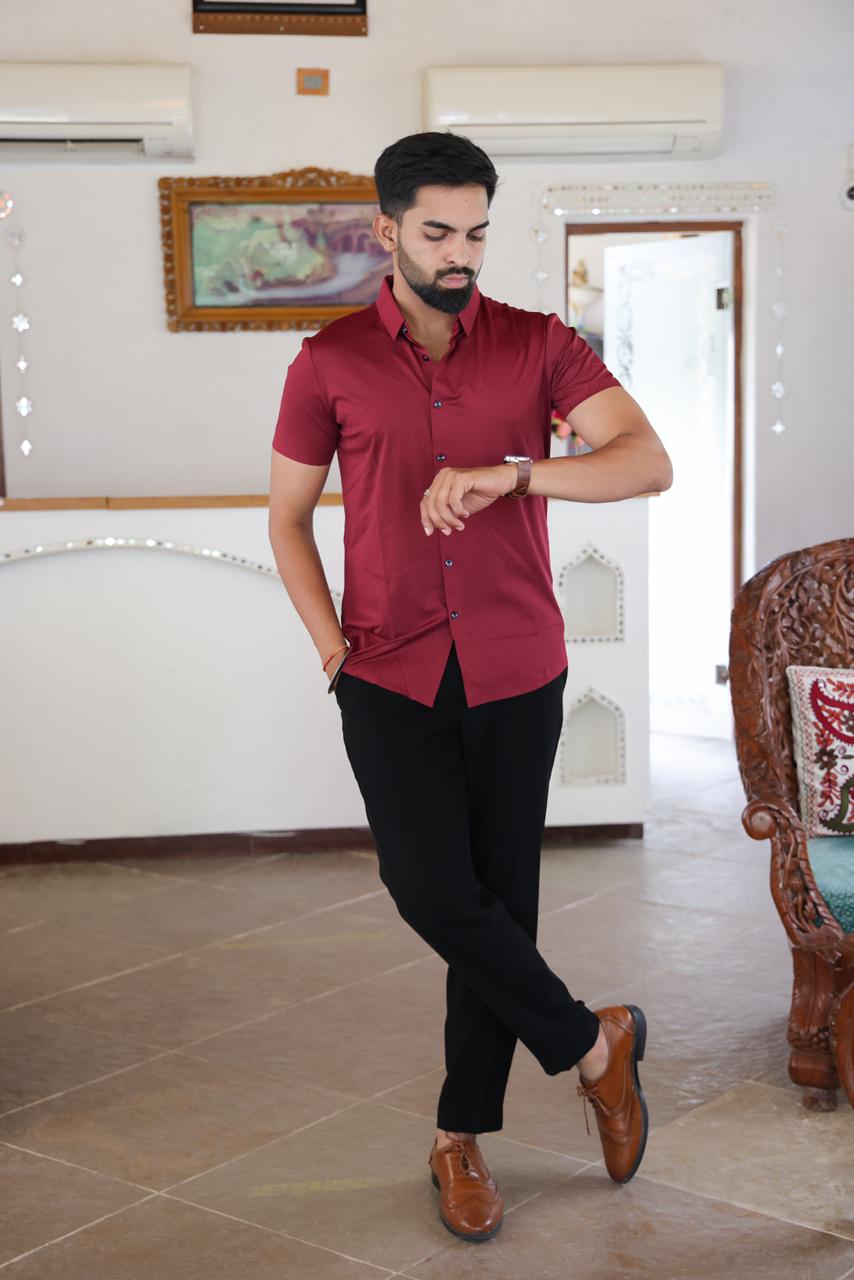 Seamless Maroon Shirt For Men