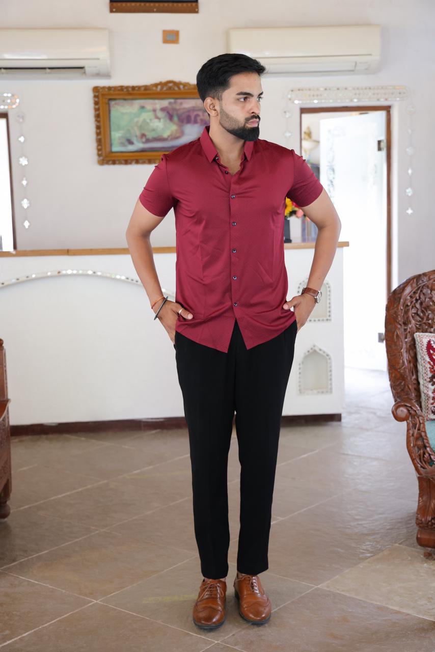 Seamless Maroon Shirt For Men