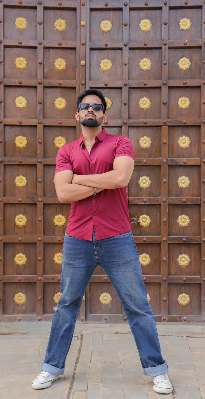 Seamless Maroon Shirt For Men