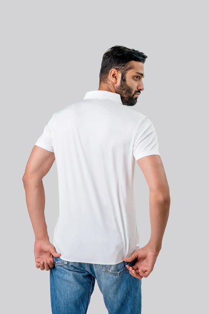 Seamless White Printed Half Sleeve Shirt For Men