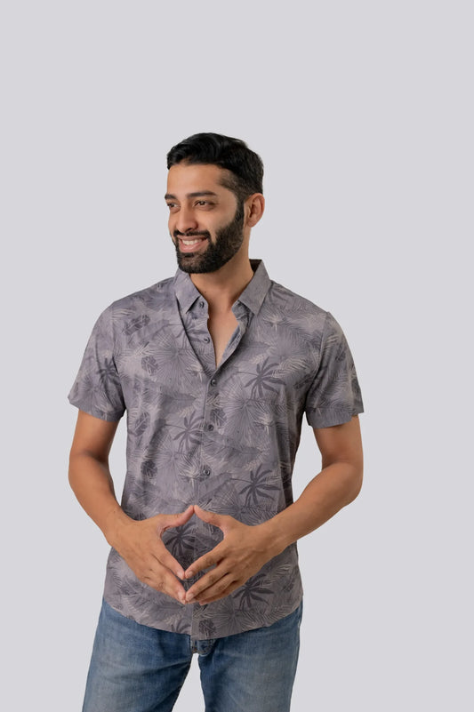 Casual Half Sleeve Gray Shirt For Men