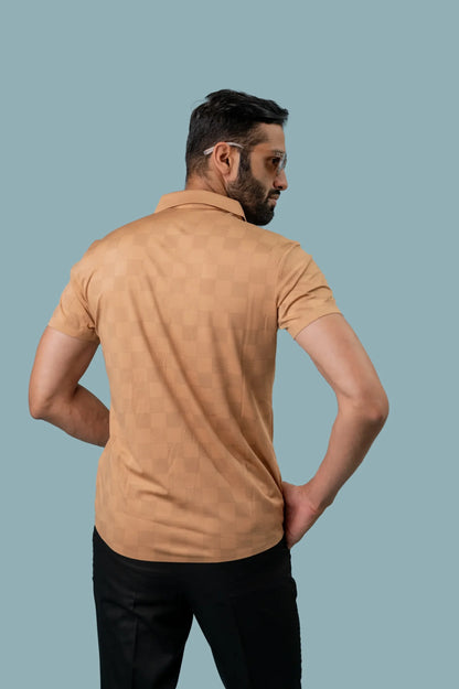 Seamless Peach Checks Half Sleeve Shirt For Men