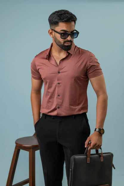 Seamless Peach Stripped Shirt For Men