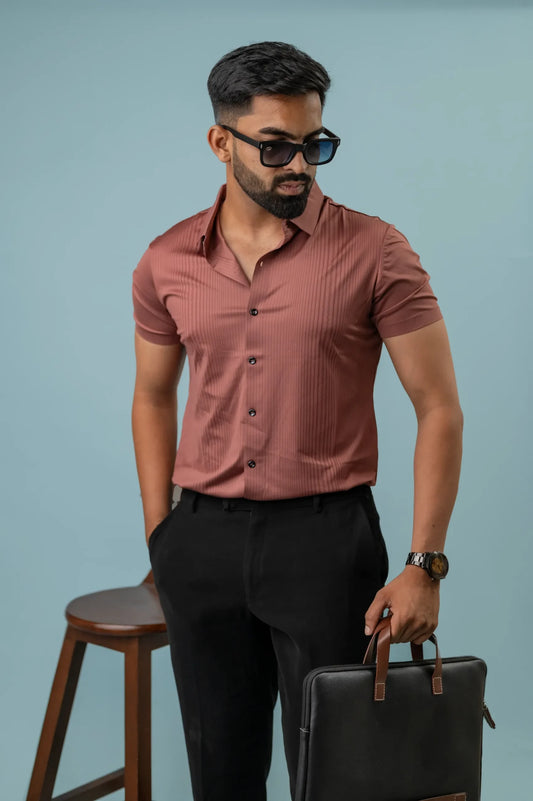 Seamless Peach Stripped Shirt For Men