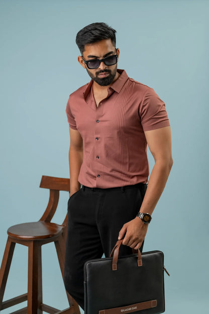 Seamless Peach Stripped Shirt For Men