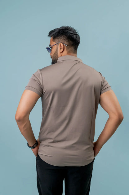 Casual Mauve Half Sleeve Striped Shirt For Men