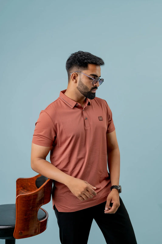 Casual Peach Men's Polo Tshirt