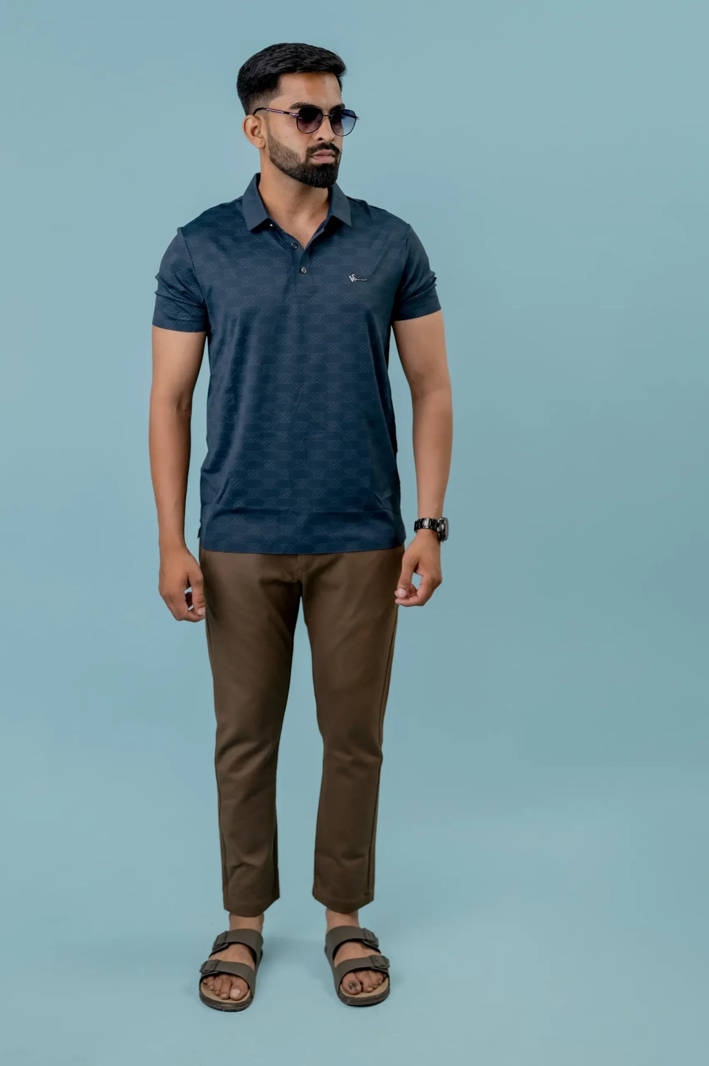 Casual Cobalt Printed Men's Polo Tshirt