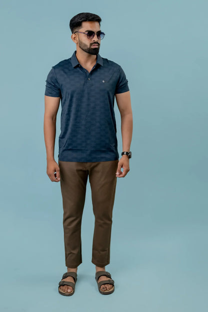 Casual Cobalt Printed Men's Polo Tshirt