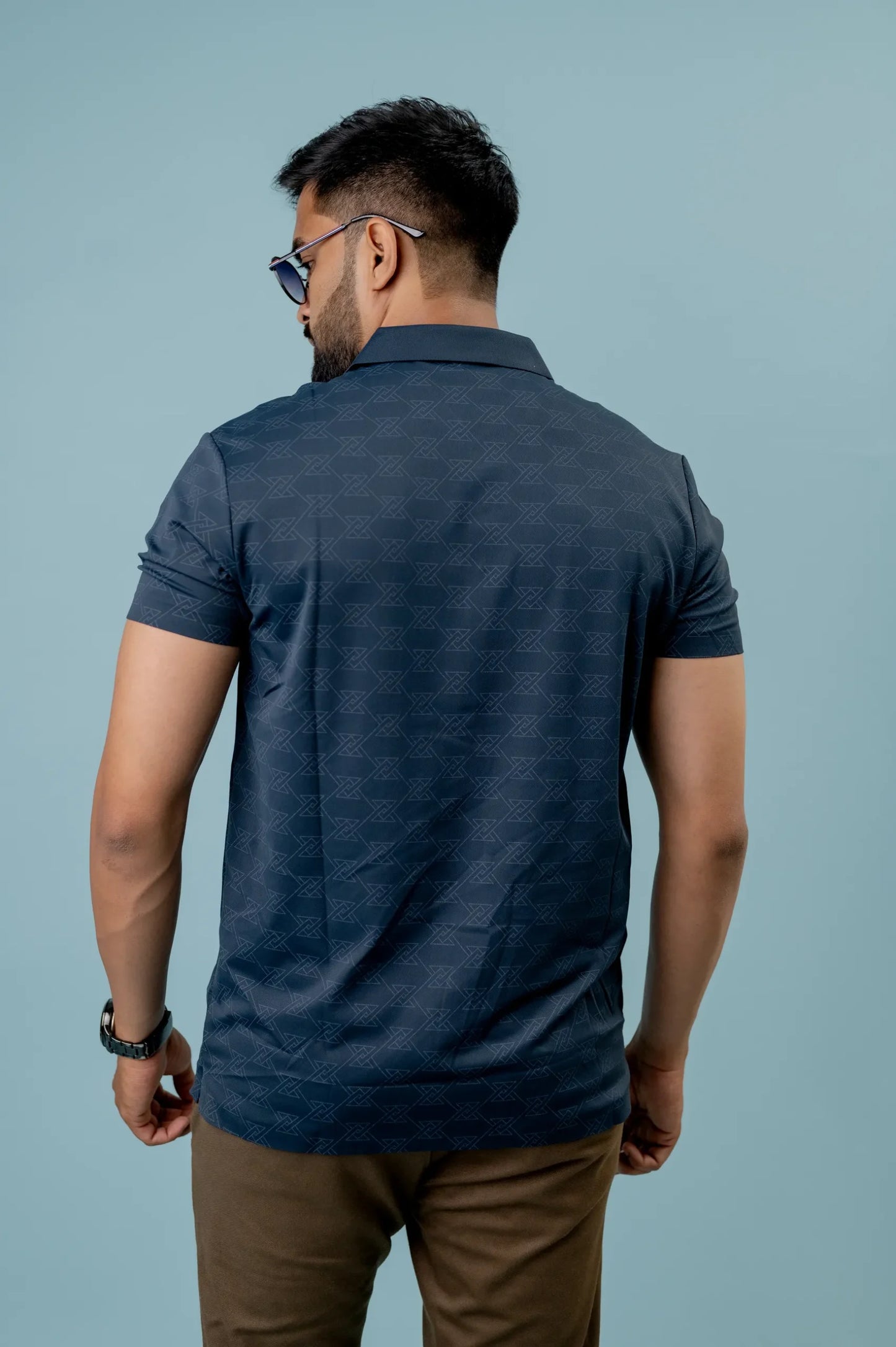Casual Cobalt Printed Men's Polo Tshirt