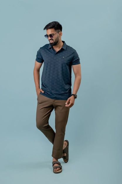 Casual Cobalt Printed Men's Polo Tshirt