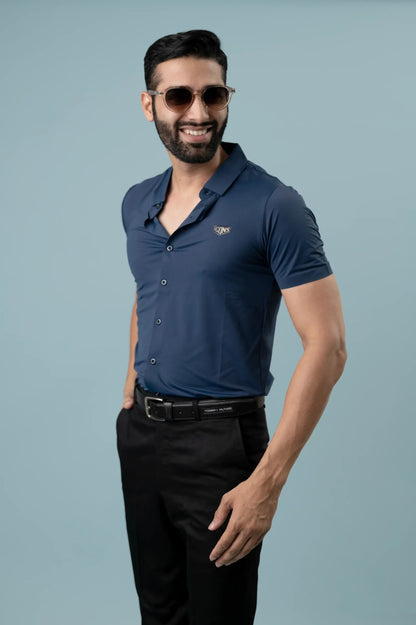 Seamless Navy Blue Shirt For Men