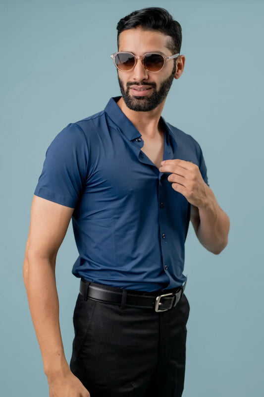 Seamless Navy Blue Shirt For Men