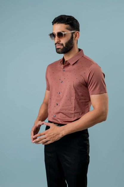 Seamless Bricks Rosewood Half Sleeve  Shirt For Men