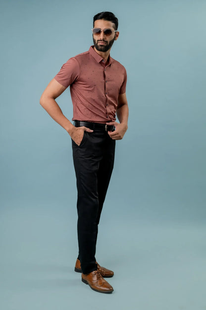 Seamless Bricks Rosewood Half Sleeve  Shirt For Men