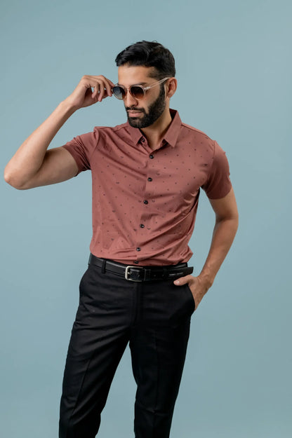 Seamless Bricks Rosewood Half Sleeve  Shirt For Men