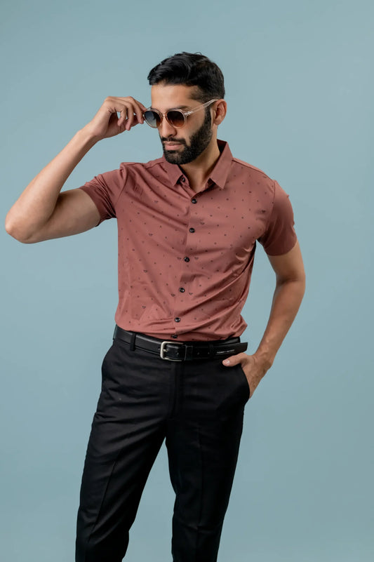 Seamless Bricks Rosewood Half Sleeve  Shirt For Men