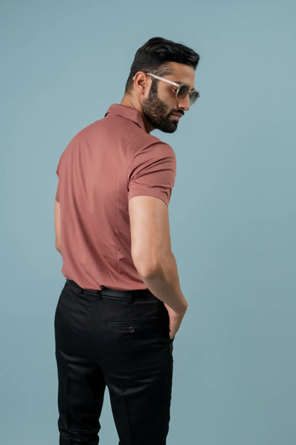 Seamless Bricks Rosewood Half Sleeve  Shirt For Men