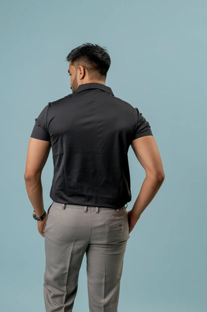 Seamless Striped Black Polo Men's Tshirt