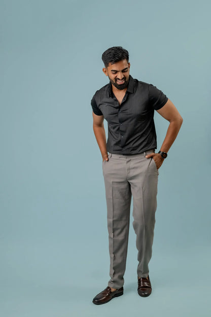 Seamless Striped Black Polo Men's Tshirt