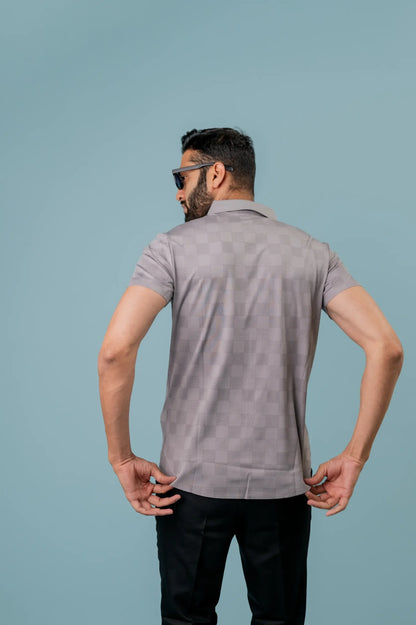 Casual Grey Checks Half Sleeve  Shirt For Men