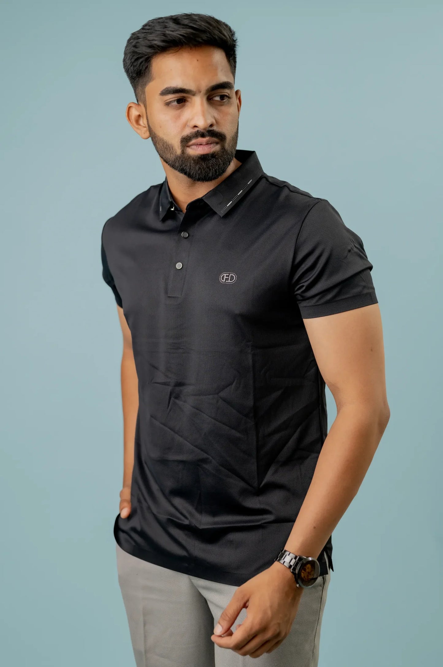 Seamless Black Polo Men's Tshirt