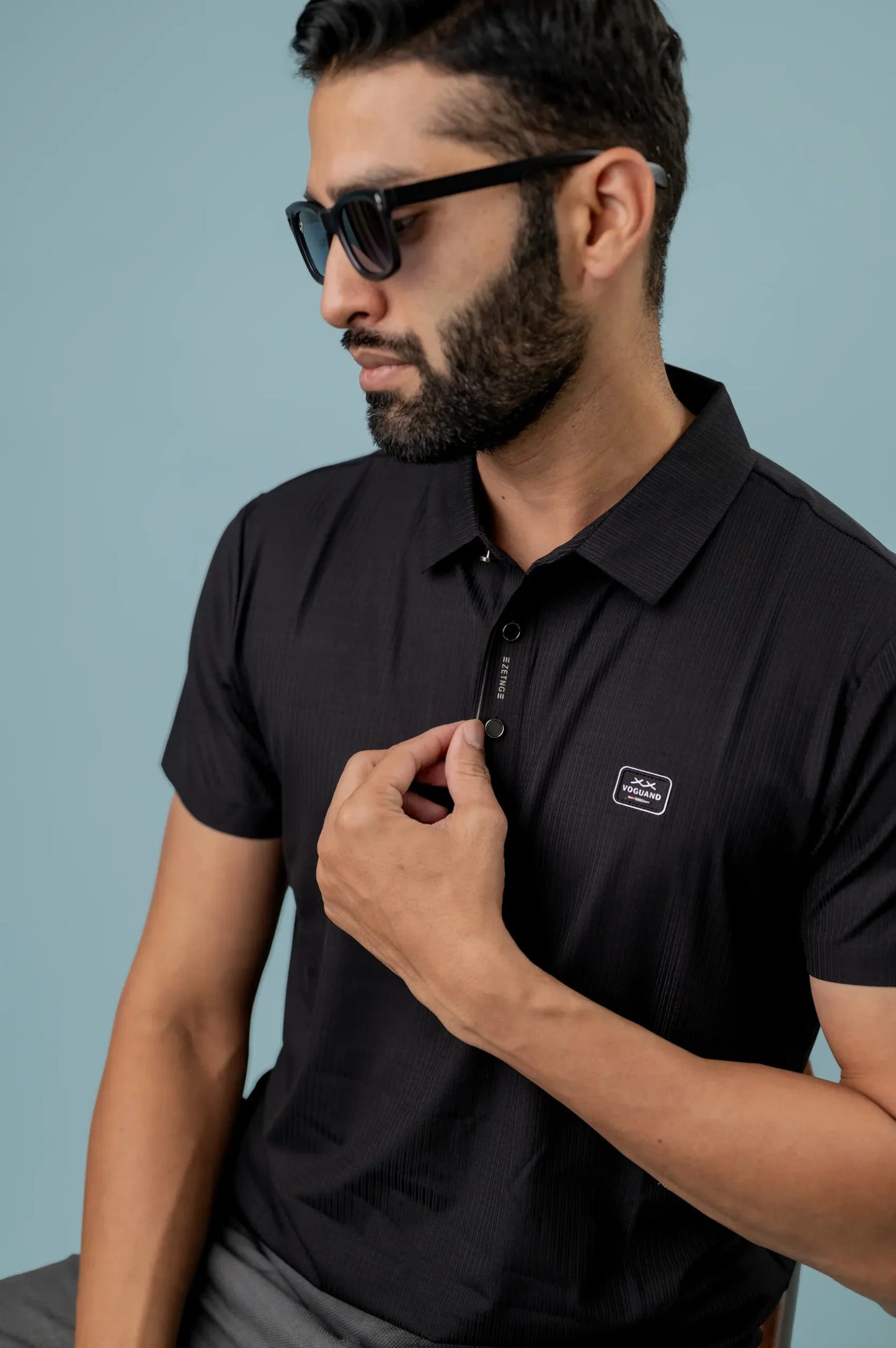 Casual Black Half Sleeve Minimal Designed  Polo T-shits For Men