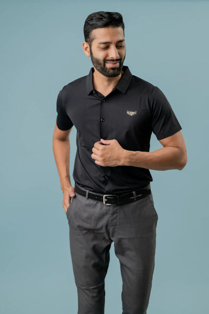 Casual Black Half Sleeve Shirt For Men