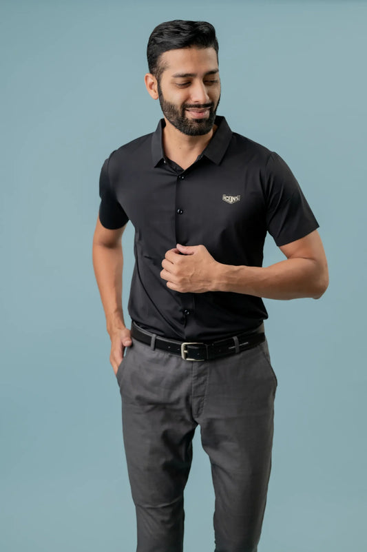 Casual Black Half Sleeve Shirt For Men