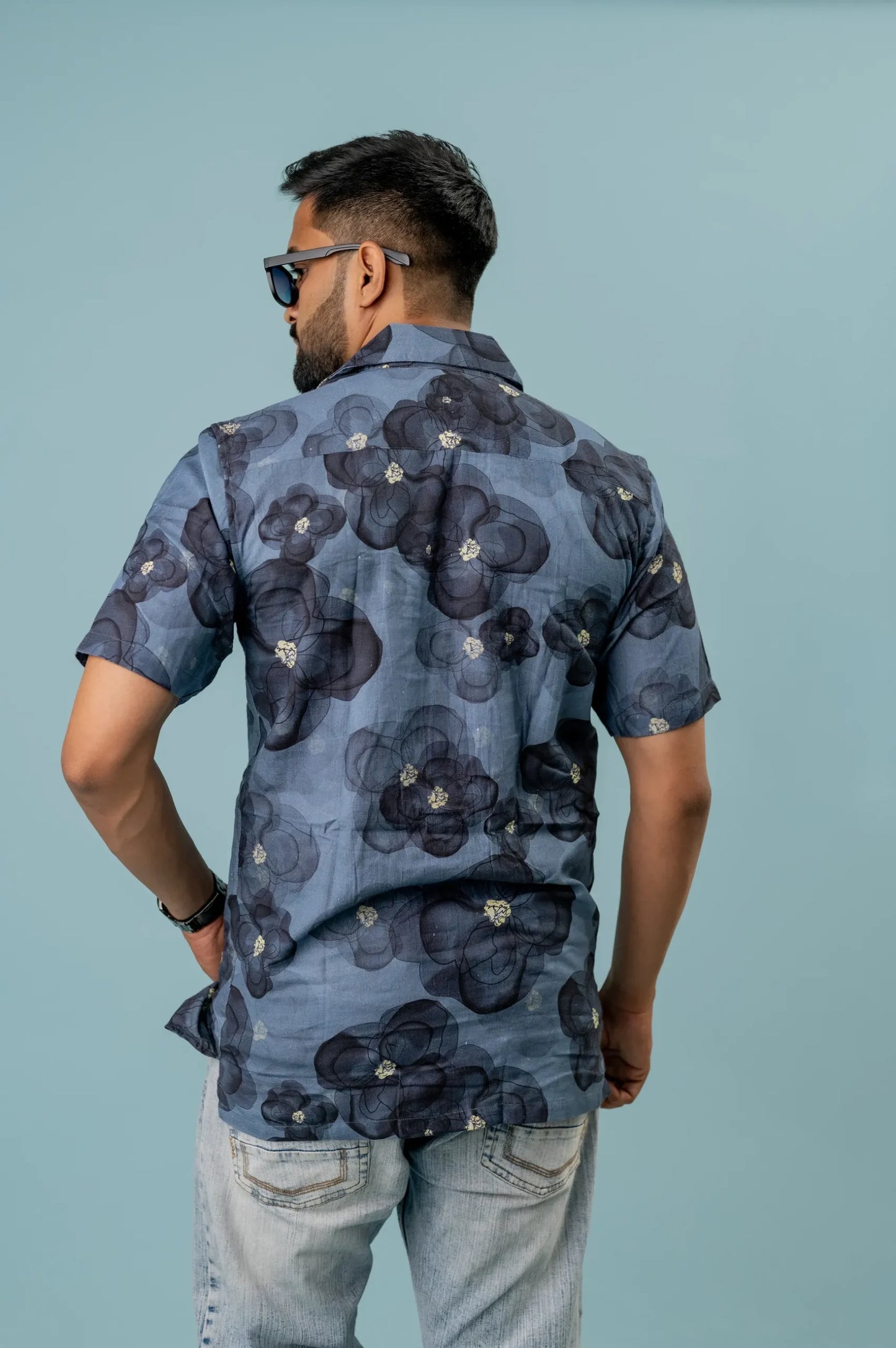 Linen Big Flower Printed Shirt For Men