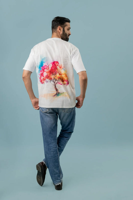 Premium Cotton Linnen Tree Printed Tshirt For Man