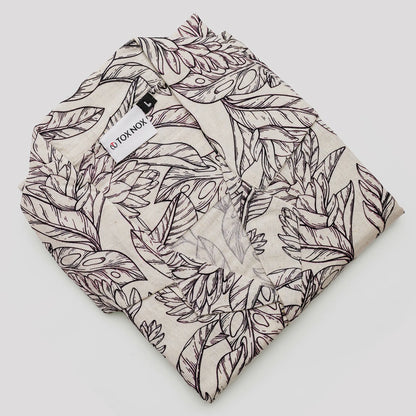 Linen Long Leaf Printed Half Sleeve Shirt For Men