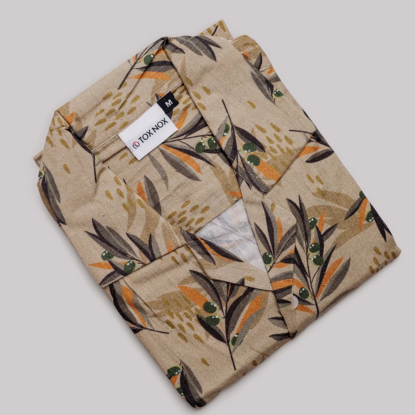 Linen Wheat Printed Half Sleeve Shirt For Men