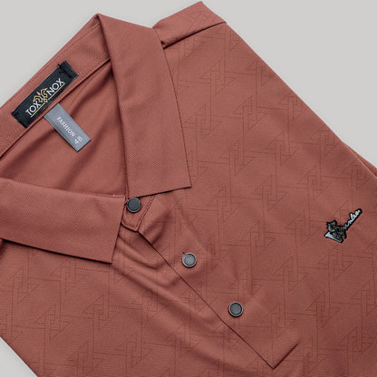 Casual Peach Printed Men's Polo Tshirt