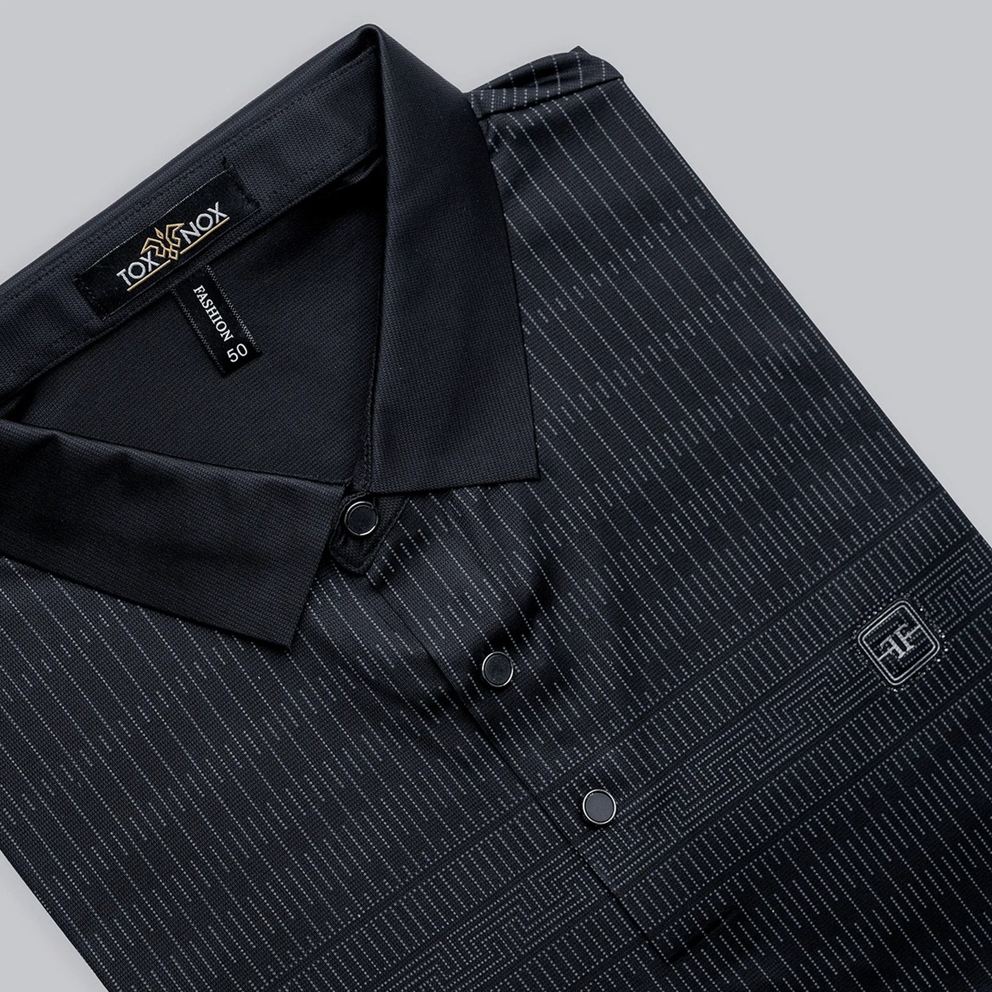 Casual Black Half Sleeve Pattern Design Polo T-shirt For Men