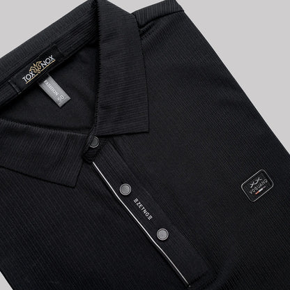 Casual Black Half Sleeve Minimal Designed  Polo T-shits For Men