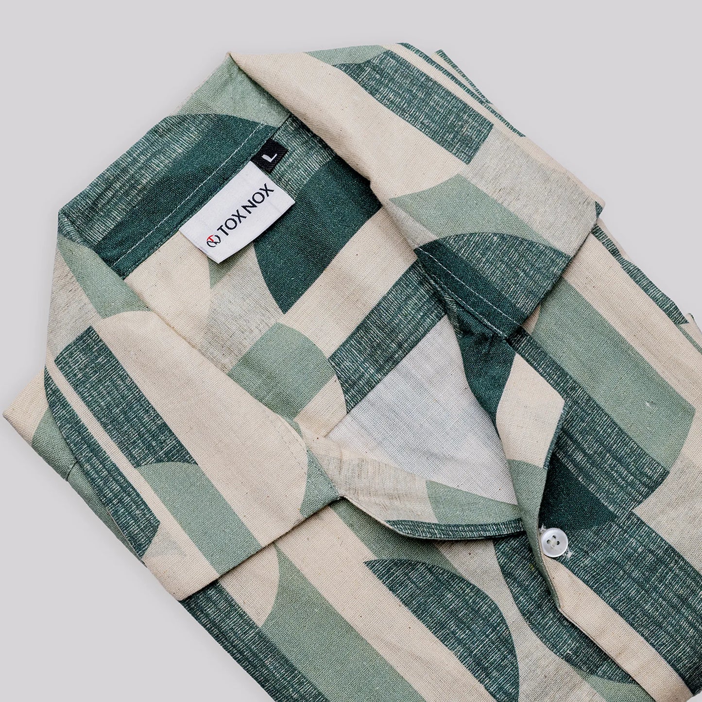 Linen Geometric Print Half Sleeve Shirt